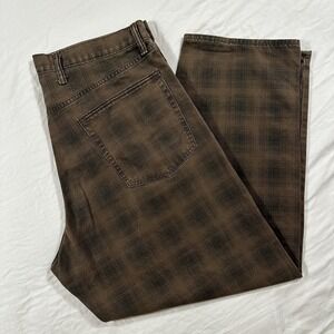 Gap Jeans Mens 36x32 Baggy Fit Brown Checkered Loose Y2K Comfort Denim Pant